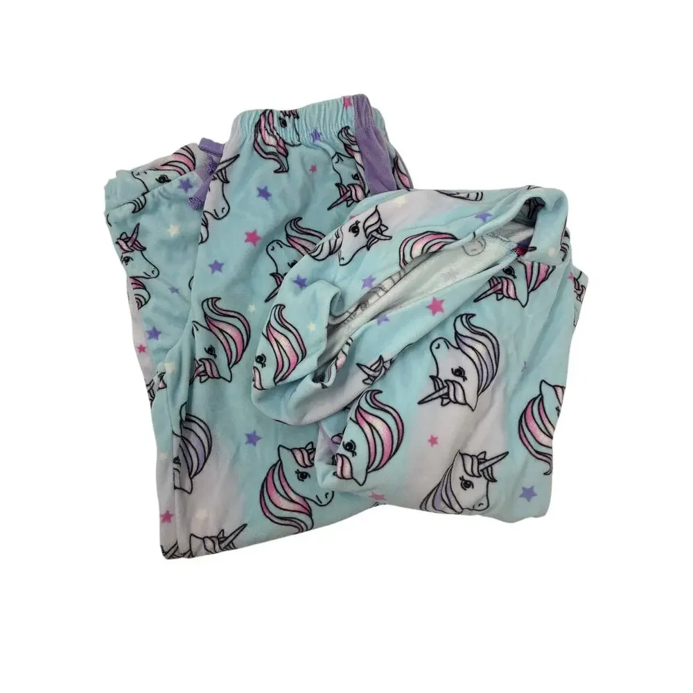 Saint Eve Kids Blue Unicorn Matching Sweats / Pajama Outfit Hoodie Size 7/8